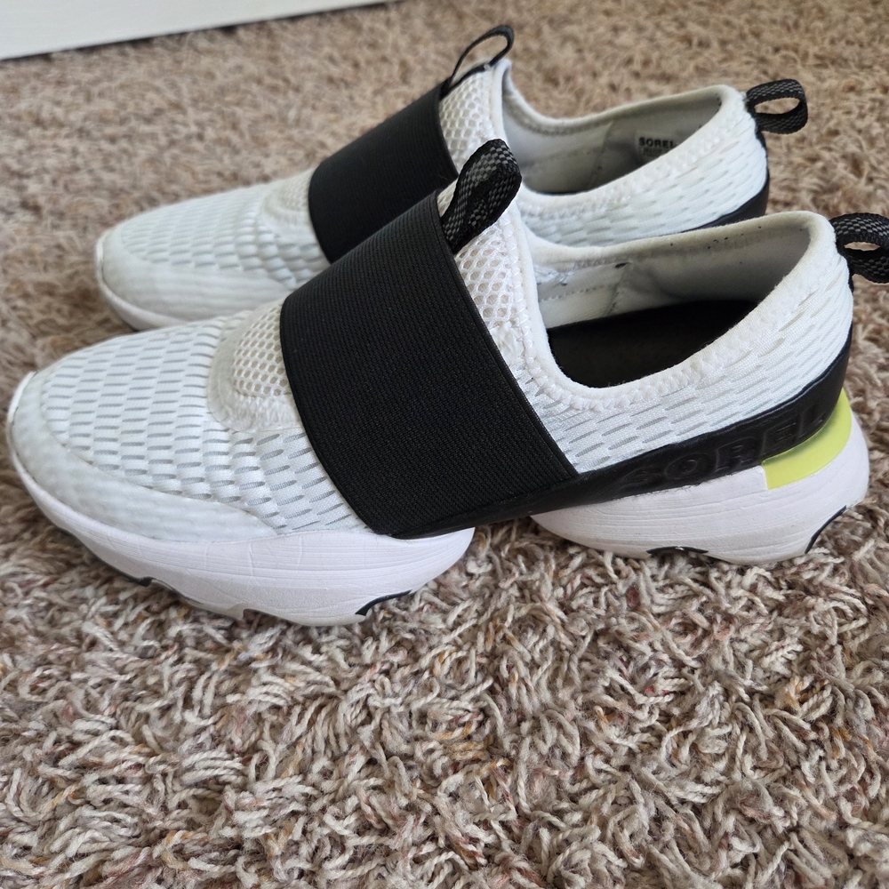 Women's White and Black Slip-On Shoes